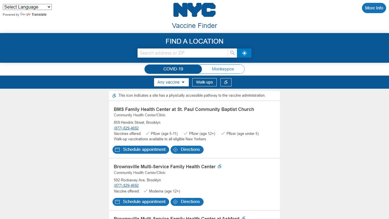 NYC COVID-19 and Flu Vaccine Finder