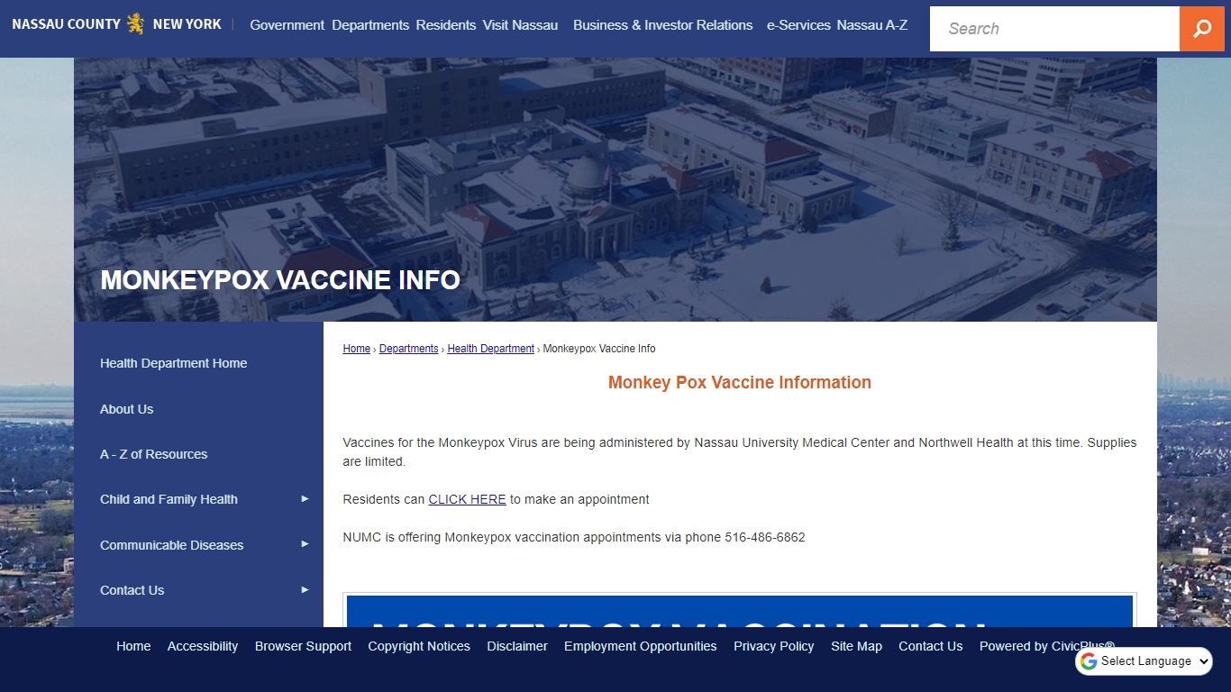 Monkeypox Vaccine Info | Nassau County, NY - Official Website